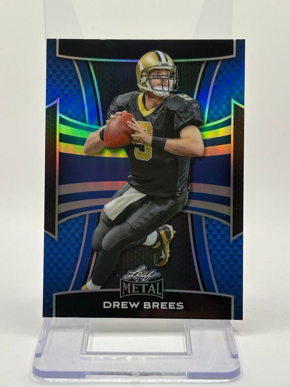 2025 Leaf Metal Drew Brees Prismatic Blue Refractor 12/49 SP New Orleans Saints